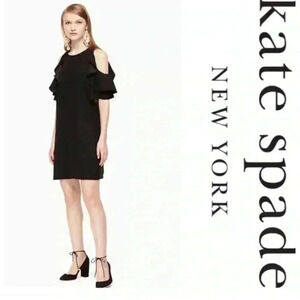 KATE SPADE Cold Shoulder Crepe Black Shift Dress Womens Small